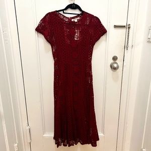 Cute Burgundy Lace Dress